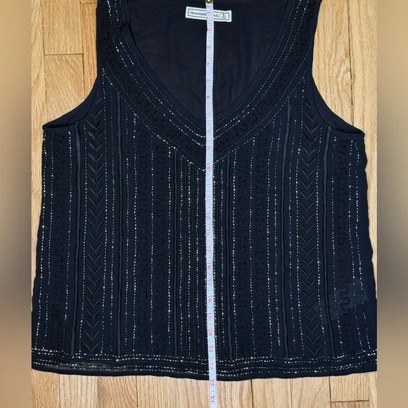 Abercrombie & Fitch Black Sleeveless Beaded Tank Top Women’s size Large - Picture 6 of 6